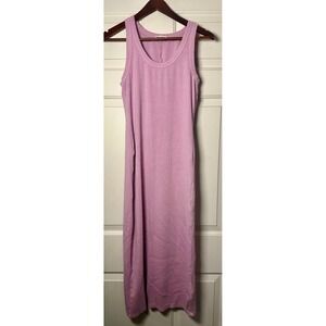 MARINE LAYER M Lexi Rib Daytime Pink/Purple Preppy Stretchy Midi Tank Dress